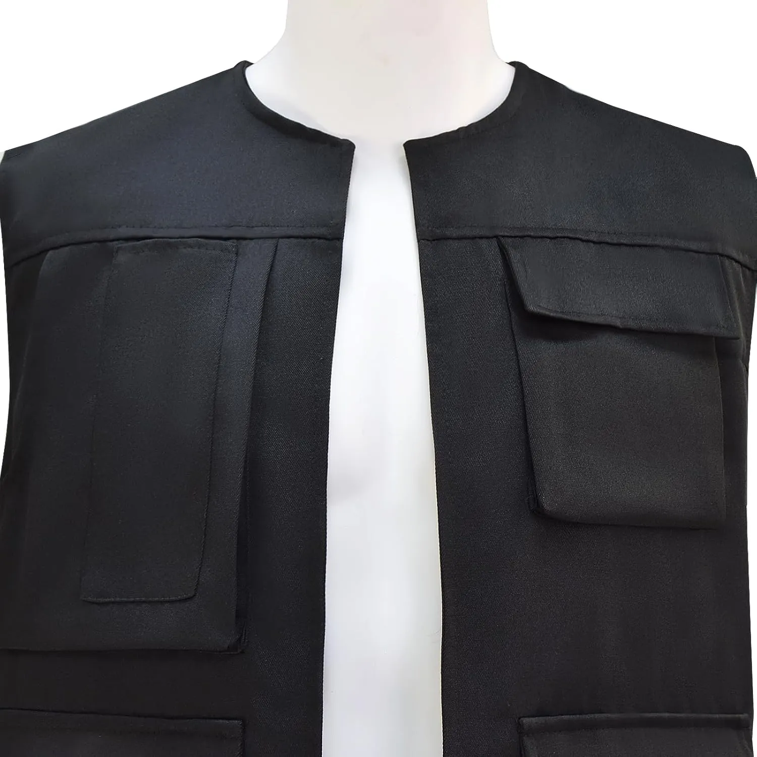 Men's Han Solo Cosplay Costume Han Solo Cosplay Black Vest Shirt Pants Adult Full Set Outfits for Halloween