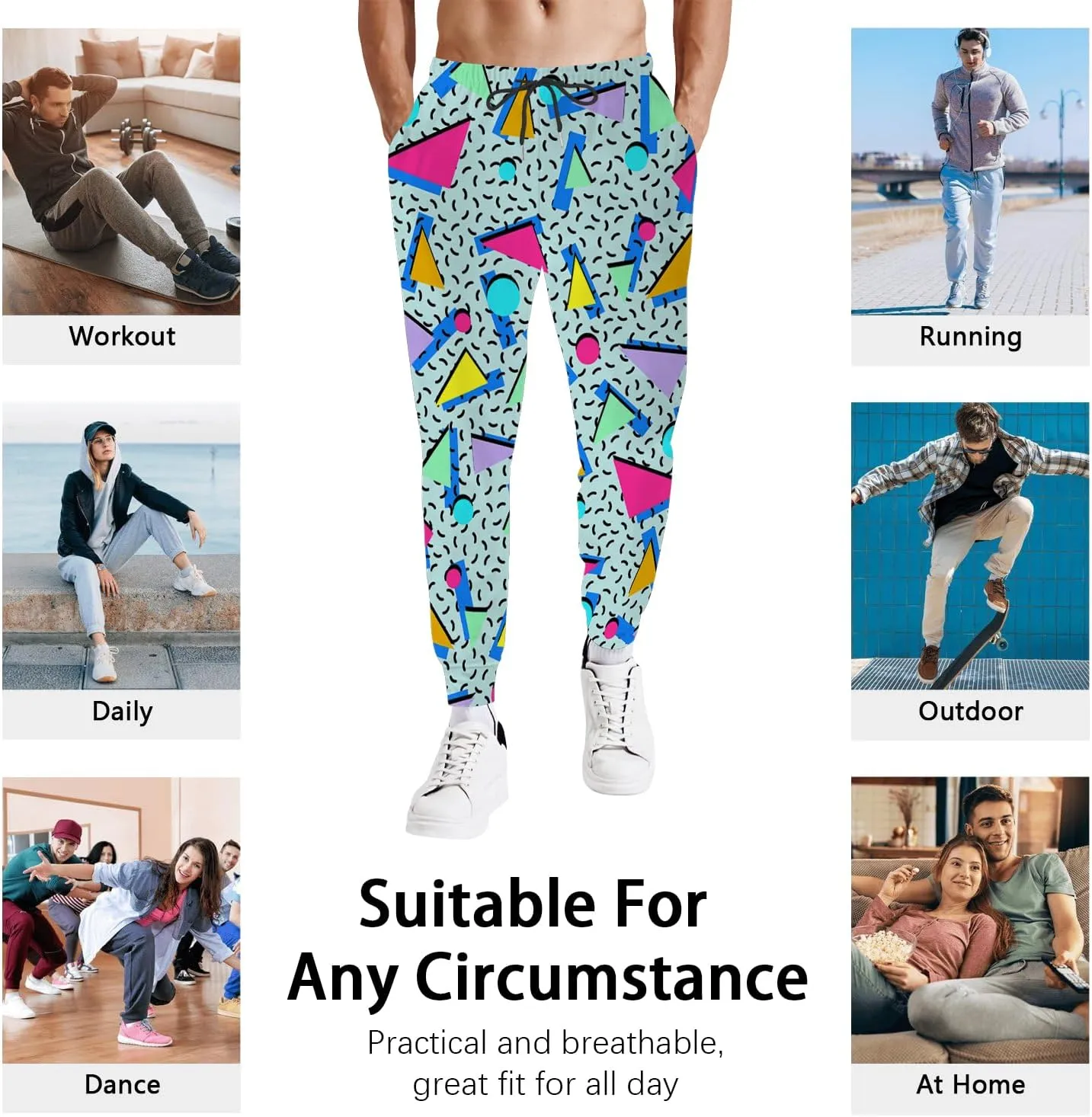 Mens Jogger Pants 80s Outfit for Men Costumes Sweatpants 90s Outfit for Men Casual Sports Track Pants