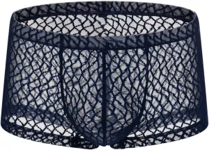 Men's See Through Lace Hollow Boxer Briefs Underwear Lingerie Booty Shorts Summer