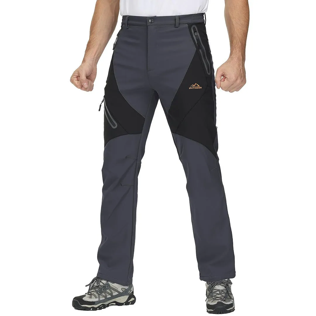 Men's Skiing Snow Pants Fleece Lined Waterproof Pants Winter Insulated