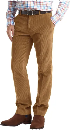 Men's Slim Fit Flat Front Corduroy Dress Pants for Work to Weekend