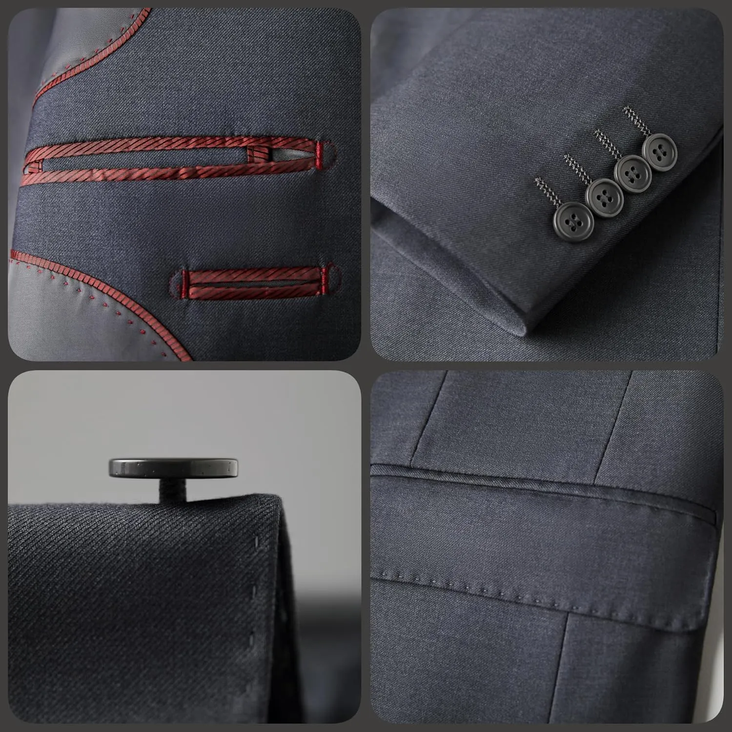 Mens Slim Fit Suit 3-Piece Two-Button Blazer Dress Business Wedding Party Jacket Vest & Pant