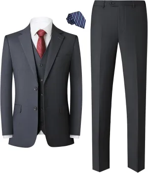 Mens Slim Fit Suit 3-Piece Two-Button Blazer Dress Business Wedding Party Jacket Vest & Pant