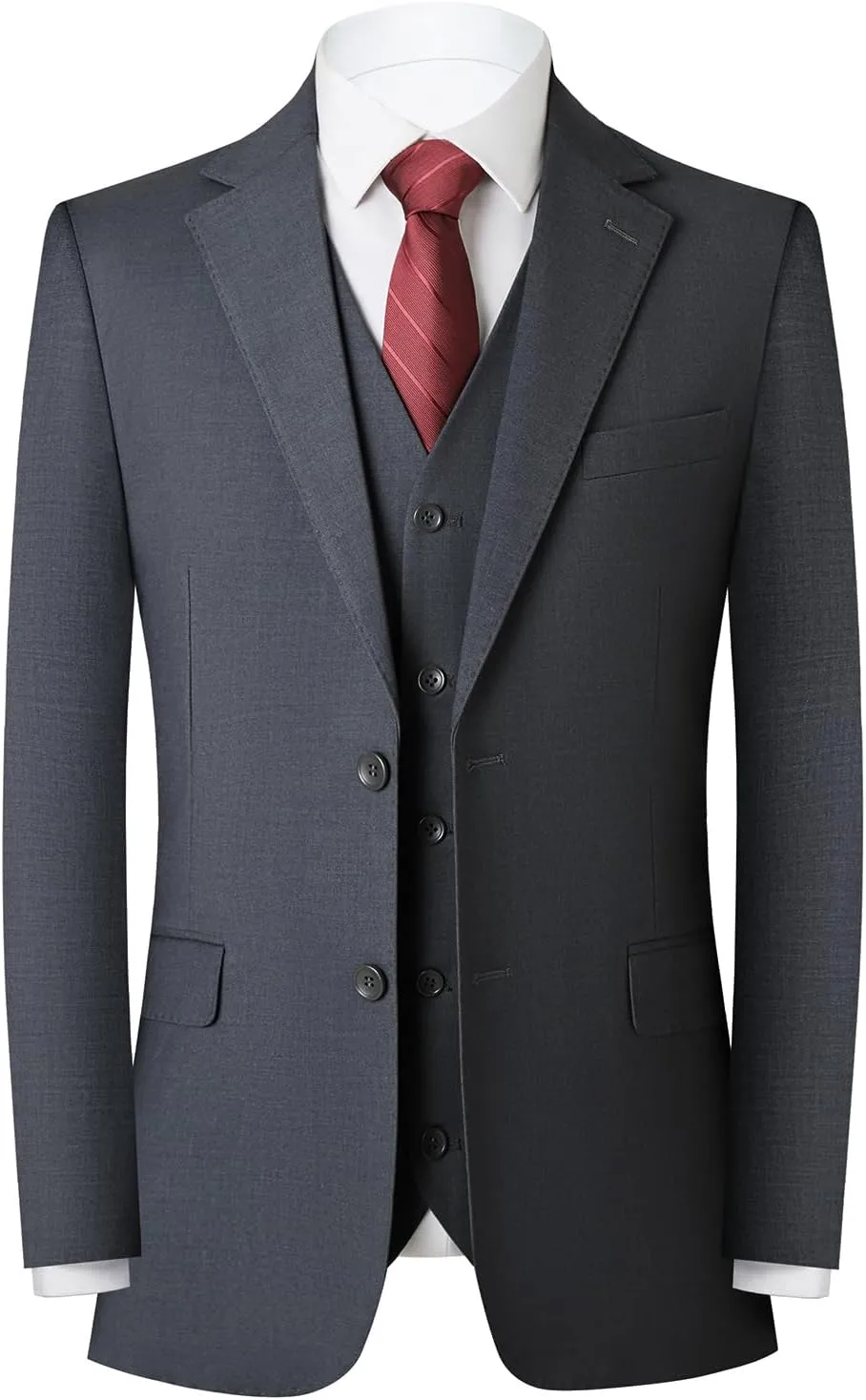 Mens Slim Fit Suit 3-Piece Two-Button Blazer Dress Business Wedding Party Jacket Vest & Pant