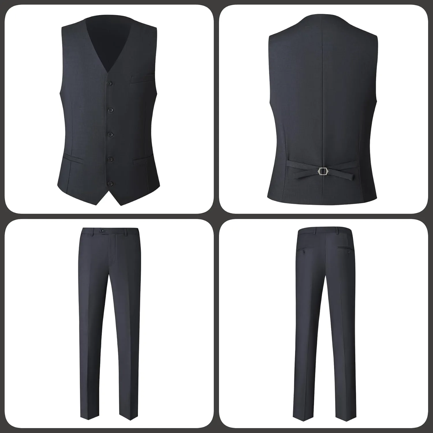Mens Slim Fit Suit 3-Piece Two-Button Blazer Dress Business Wedding Party Jacket Vest & Pant
