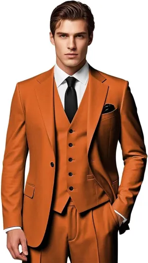 Men's Slim Fit Suits 3 Piece Wedding Business Prom Party Suit One Button Blazer Vest and Pants Tuxedo Set