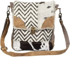 Myra Bag Rug & Patches Upcycled Canvas & Cowhide Shoulder Bag S-1370