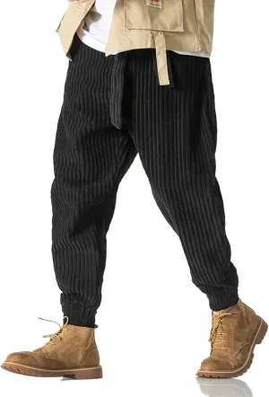 Pants Japanese Waistband Corduroy Thick Warm Harem Pants Men Loose Casual Jogging Sweatpants New Hip-hop