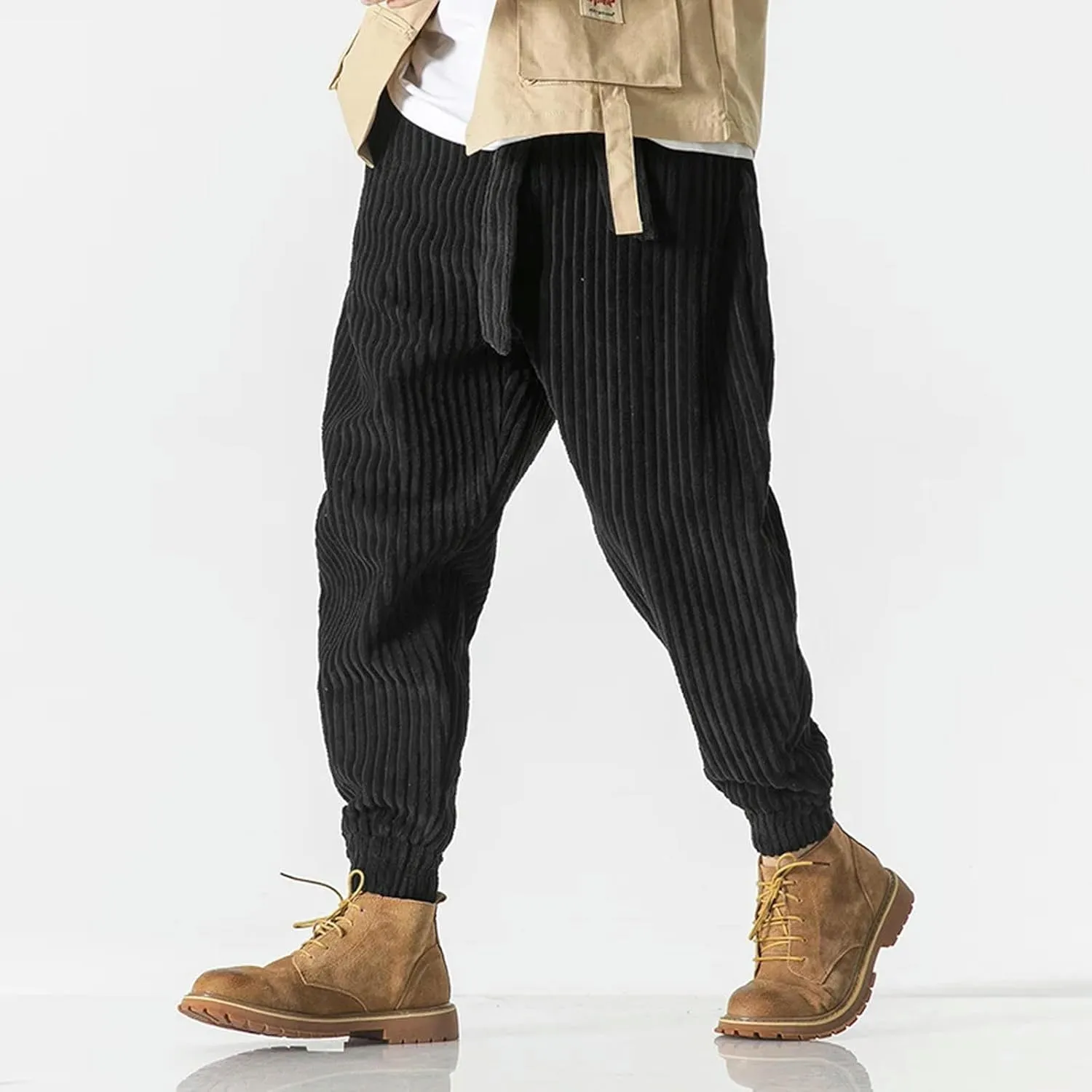 Pants Japanese Waistband Corduroy Thick Warm Harem Pants Men Loose Casual Jogging Sweatpants New Hip-hop