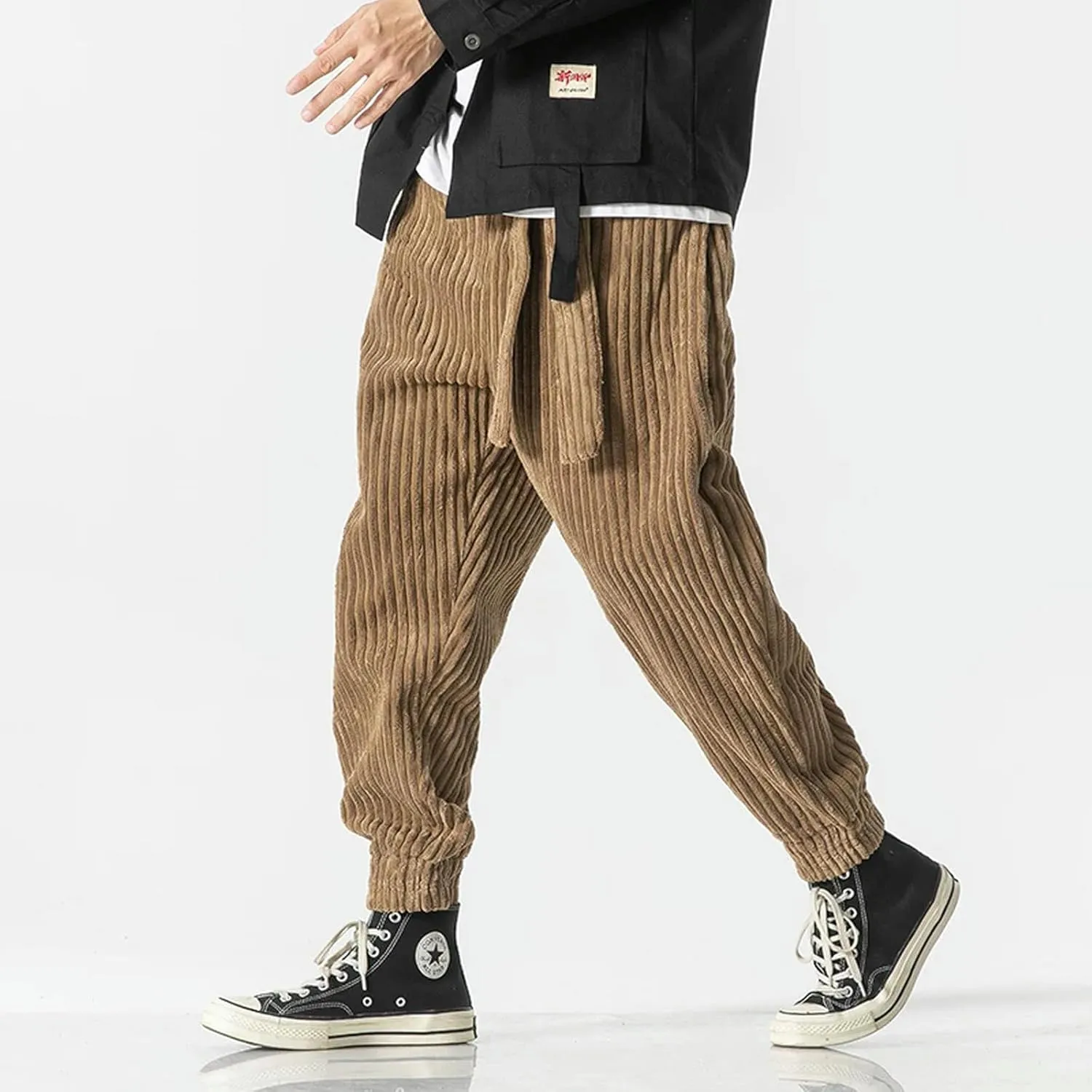 Pants Japanese Waistband Corduroy Thick Warm Harem Pants Men Loose Casual Jogging Sweatpants New Hip-hop