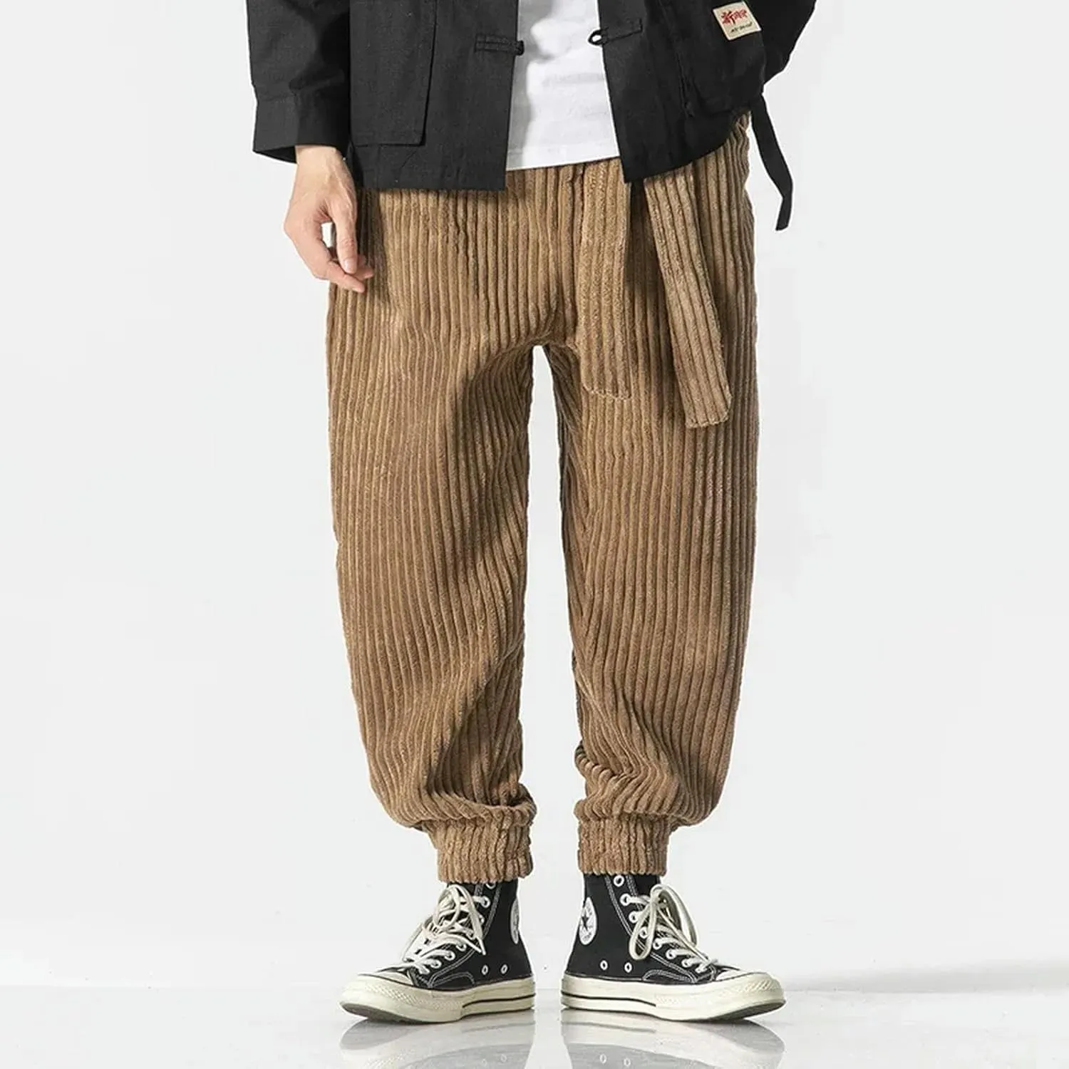Pants Japanese Waistband Corduroy Thick Warm Harem Pants Men Loose Casual Jogging Sweatpants New Hip-hop