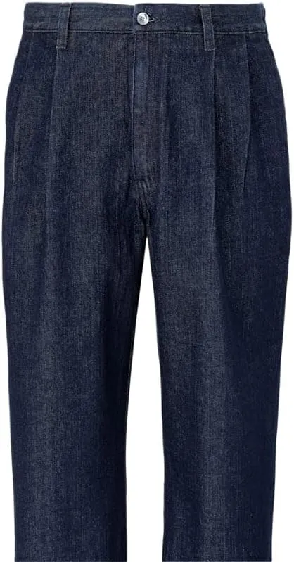 Paul Fredrick Men's Denim Pleated Pants