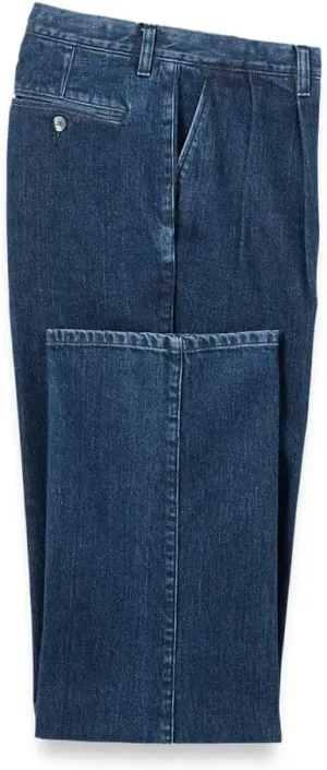 Paul Fredrick Men's Denim Pleated Pants