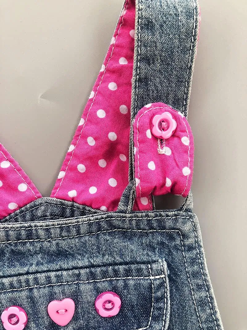 Peacolate 3months-3Years Baby Girls Denim Overalls Embroidery Bib Pants Jeans Jumpsuit