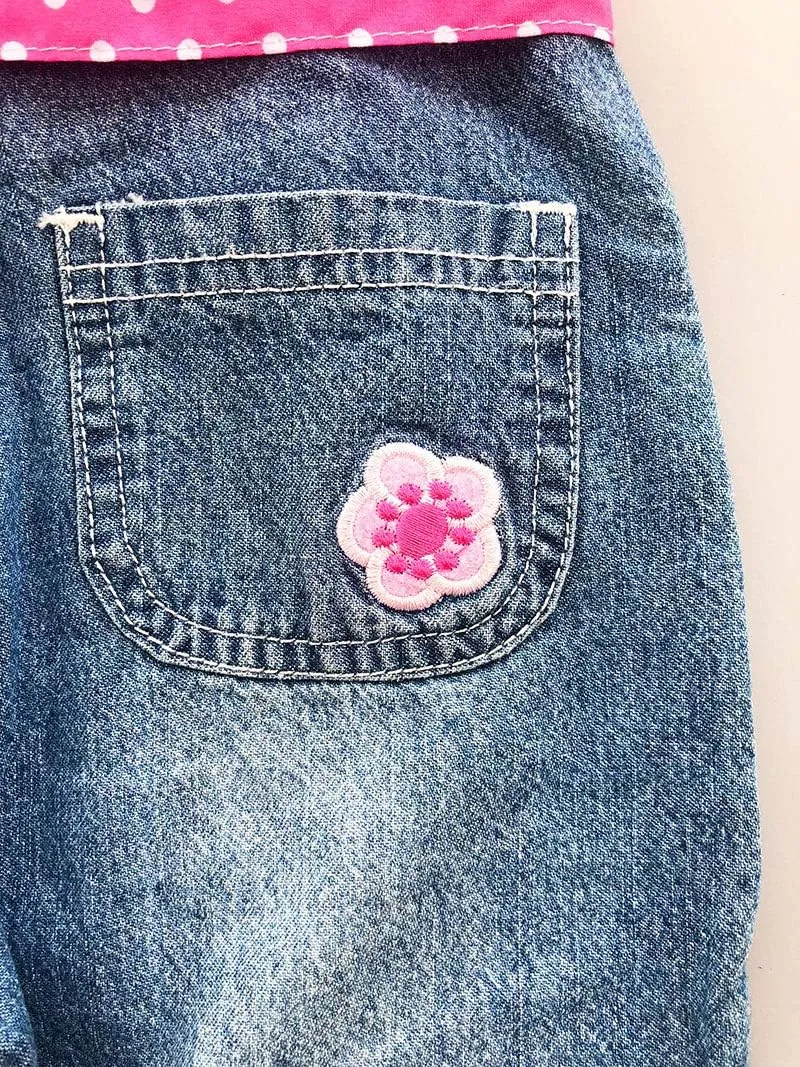 Peacolate 3months-3Years Baby Girls Denim Overalls Embroidery Bib Pants Jeans Jumpsuit