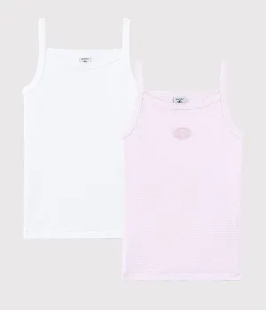 Pink Pinstriped Organic Cotton Undershirt - 2-PACK