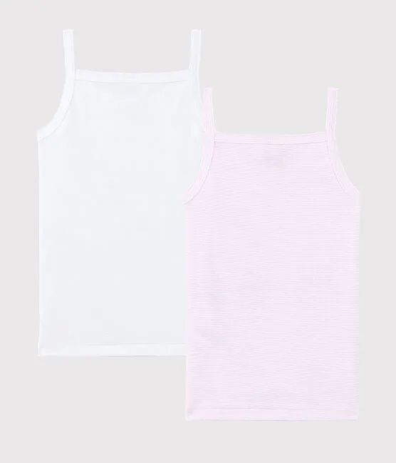 Pink Pinstriped Organic Cotton Undershirt - 2-PACK