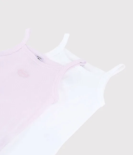 Pink Pinstriped Organic Cotton Undershirt - 2-PACK