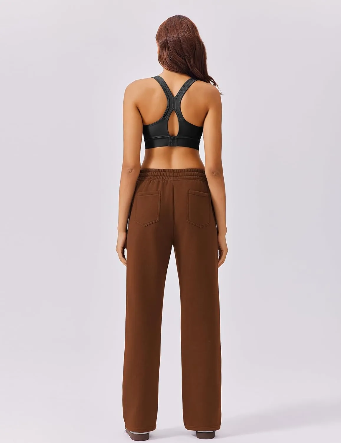 PINSPARK Fleece Sweat Pants for Womens Straight Legs Winter Sweatpants High Waisted Workout Pants with 4 Pockets