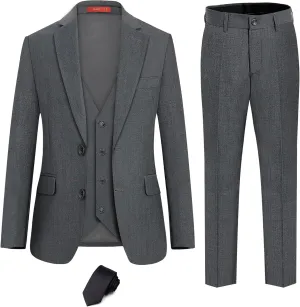 Plavict Boys Formal Suit Slim Fit for Boys Wedding Ring Bearer Outfit with Adjustable Waist