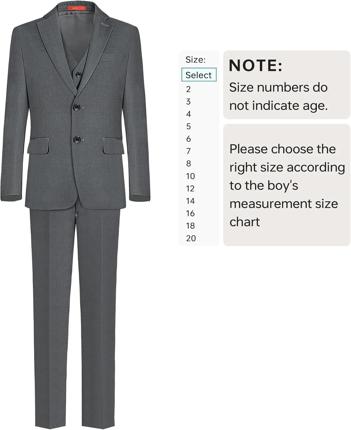Plavict Boys Formal Suit Slim Fit for Boys Wedding Ring Bearer Outfit with Adjustable Waist