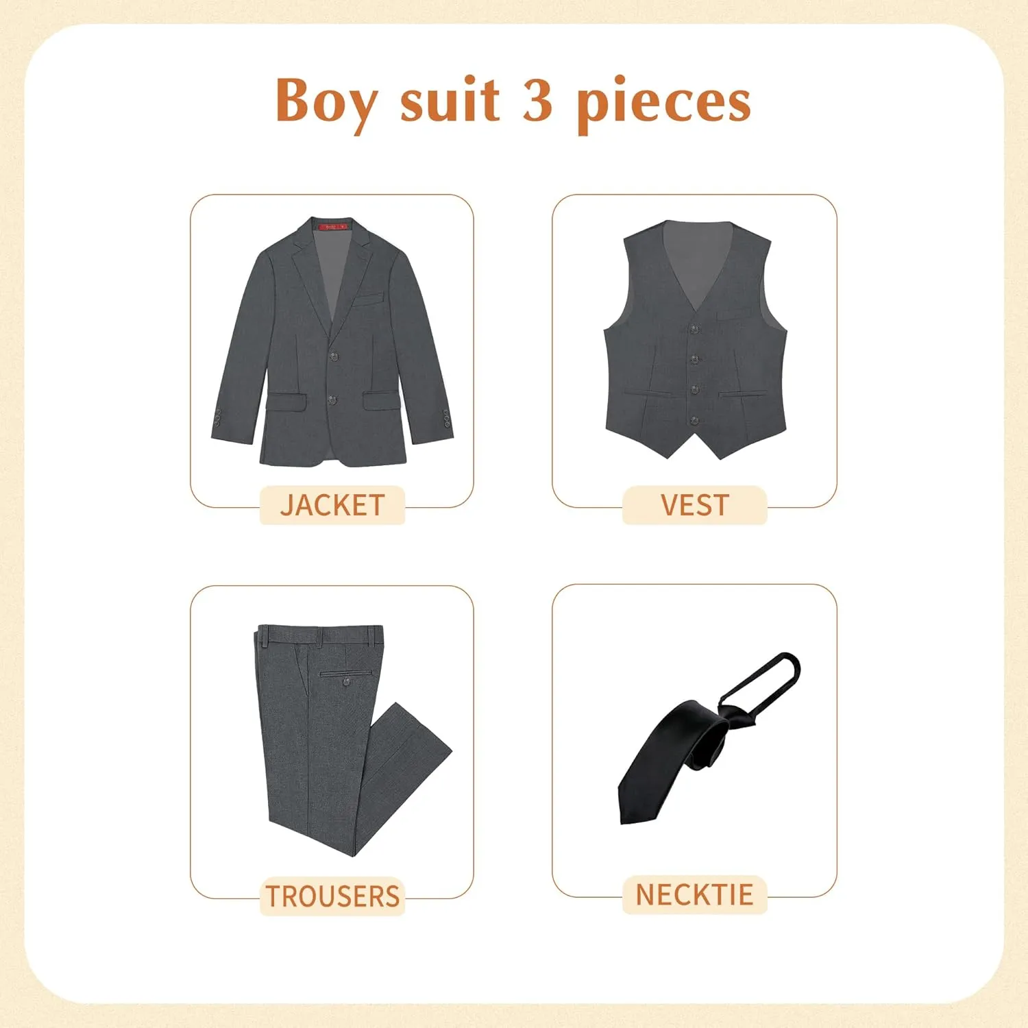 Plavict Boys Formal Suit Slim Fit for Boys Wedding Ring Bearer Outfit with Adjustable Waist