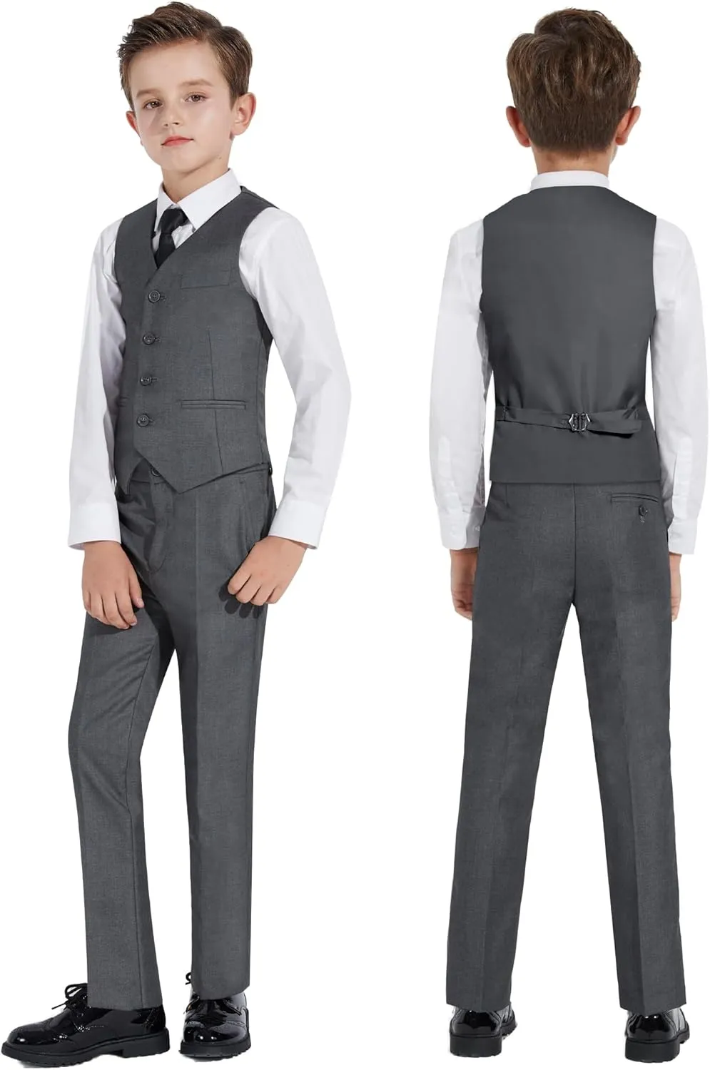 Plavict Boys Formal Suit Slim Fit for Boys Wedding Ring Bearer Outfit with Adjustable Waist