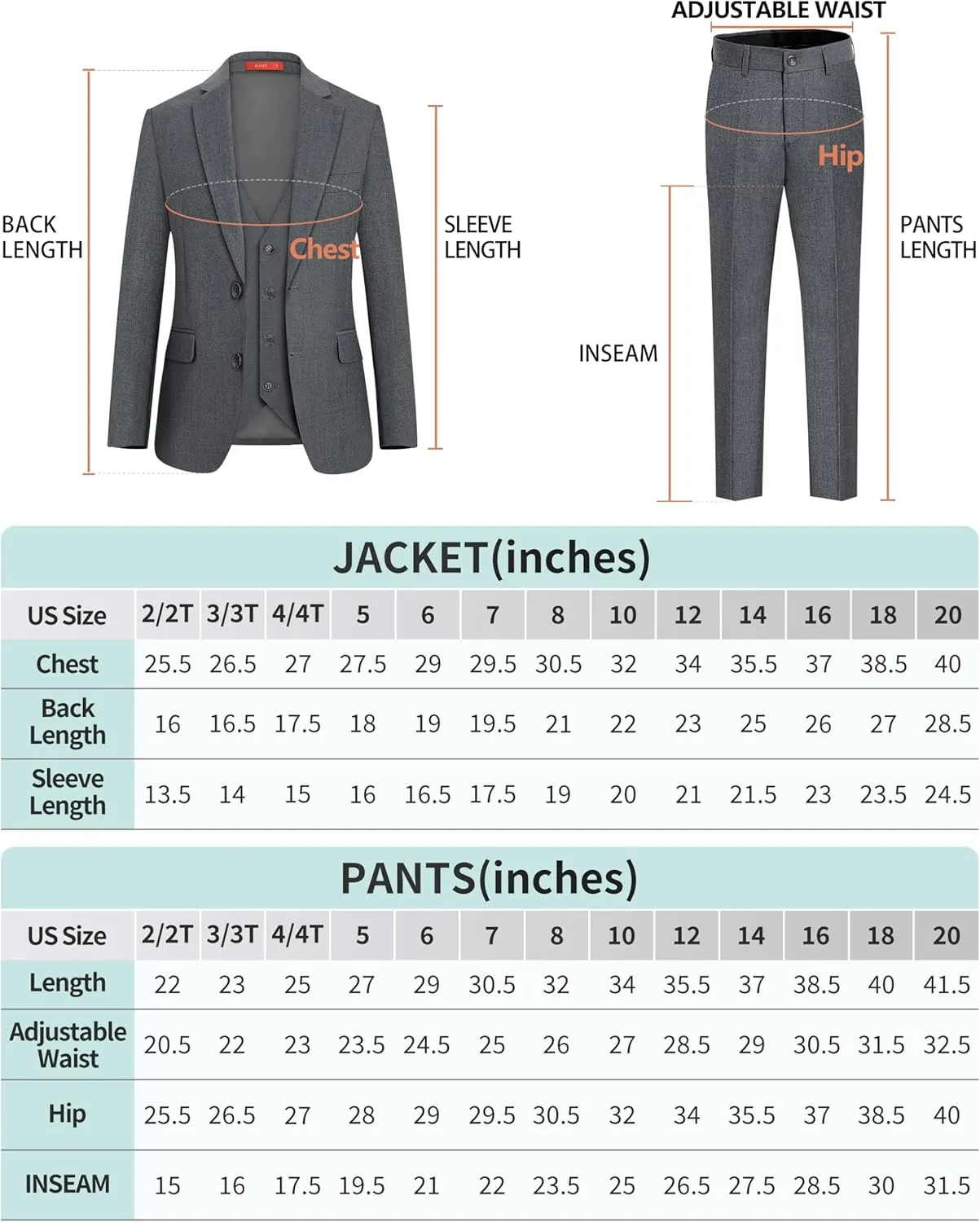 Plavict Boys Formal Suit Slim Fit for Boys Wedding Ring Bearer Outfit with Adjustable Waist