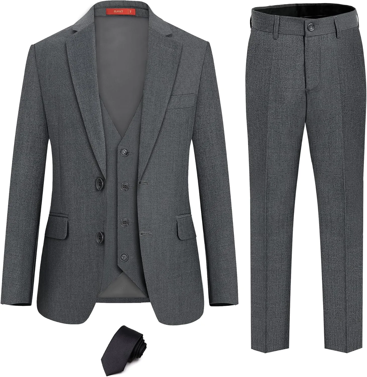 Plavict Boys Formal Suit Slim Fit for Boys Wedding Ring Bearer Outfit with Adjustable Waist