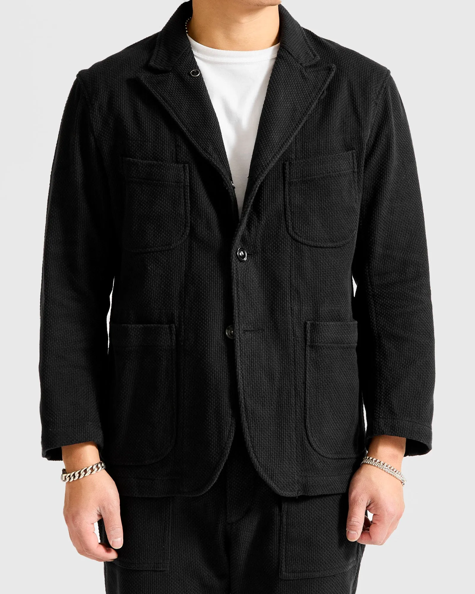 "No-Gi" Bedford Jacket in Black Heavyweight Sashiko