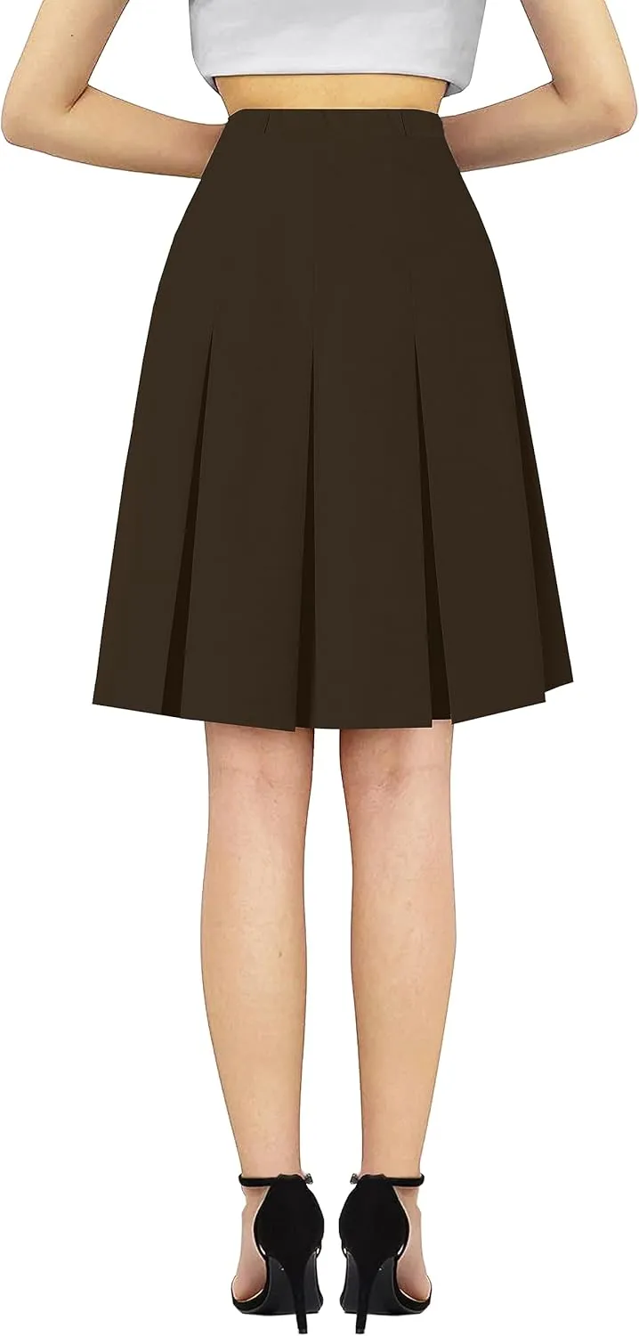 SANGTREE Women Knee Length Pleated Skirts, Girl Midi Long High Waisted Skirt, 6 Years - US 4XL