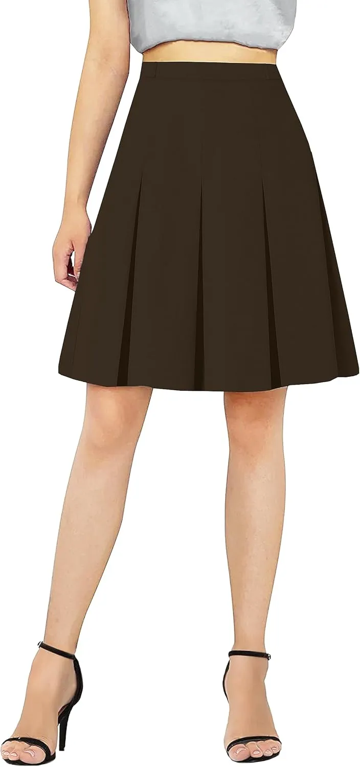 SANGTREE Women Knee Length Pleated Skirts, Girl Midi Long High Waisted Skirt, 6 Years - US 4XL