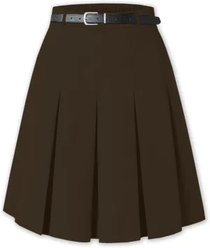 SANGTREE Women Knee Length Pleated Skirts, Girl Midi Long High Waisted Skirt, 6 Years - US 4XL