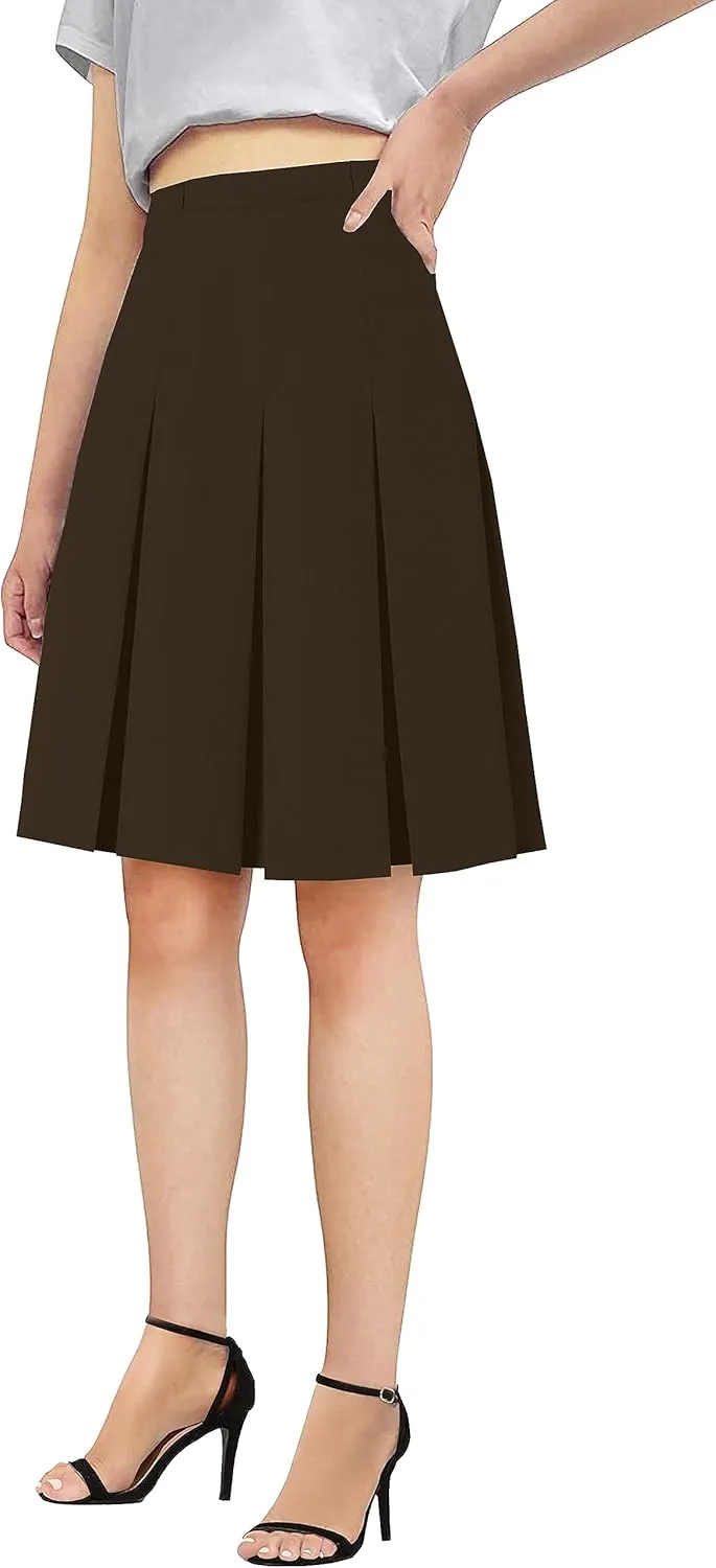 SANGTREE Women Knee Length Pleated Skirts, Girl Midi Long High Waisted Skirt, 6 Years - US 4XL