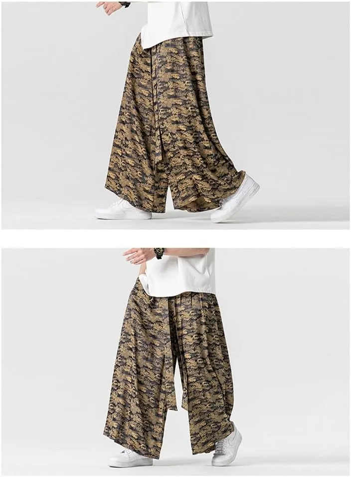 Seidarise Men's Wide Leg Casual Harem Linen Japanese Yoga Harem Pants Hip hop Joggers Baggy