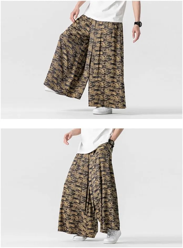 Seidarise Men's Wide Leg Casual Harem Linen Japanese Yoga Harem Pants Hip hop Joggers Baggy