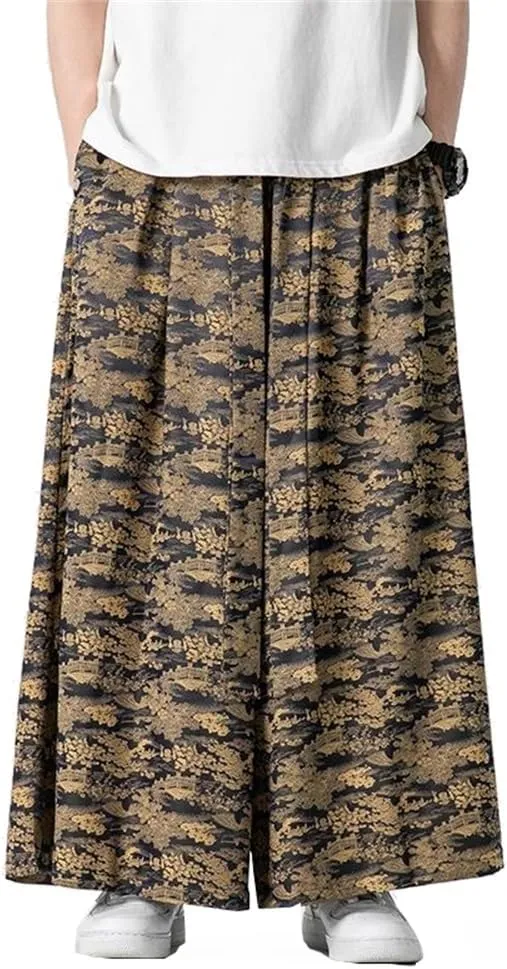 Seidarise Men's Wide Leg Casual Harem Linen Japanese Yoga Harem Pants Hip hop Joggers Baggy