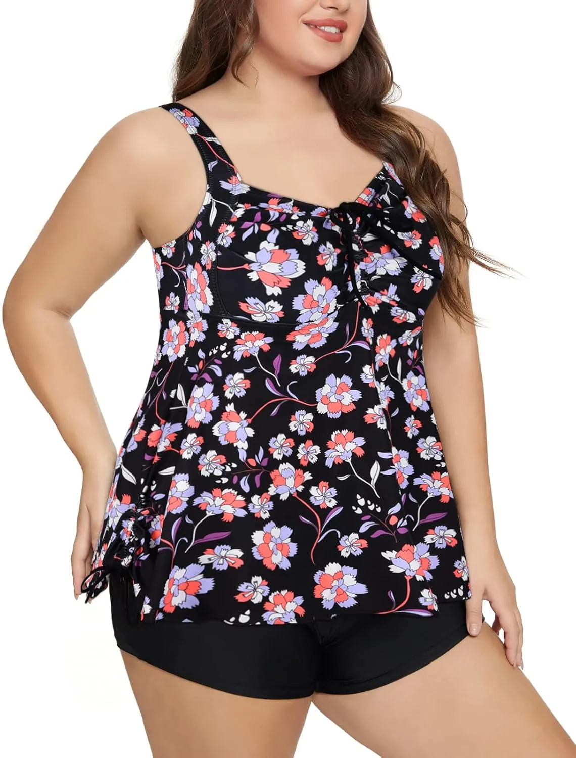 Septangle Women Plus Size Bathing Suits Paisley Print Two Piece Swimsuit Tankini Swimwear