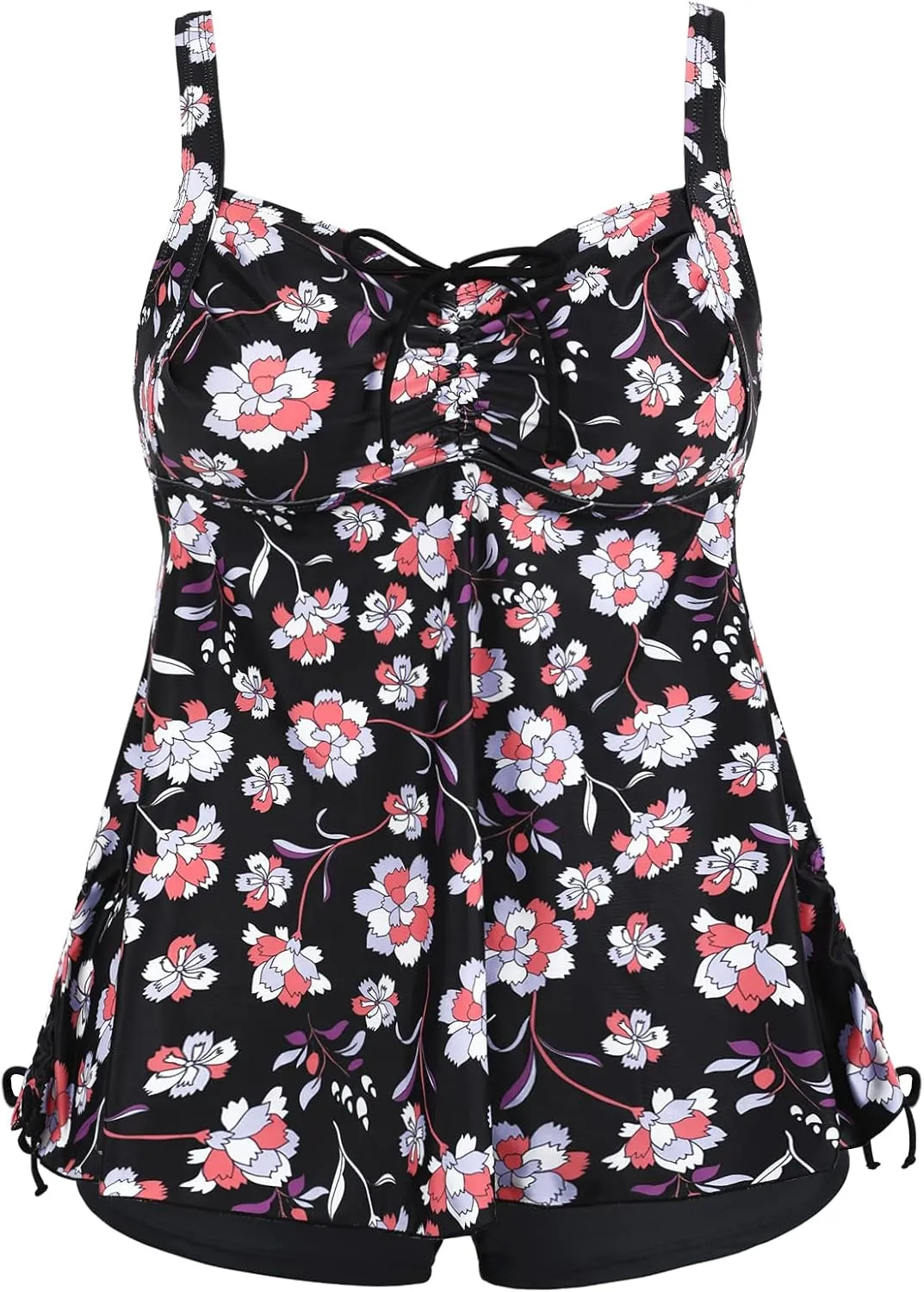 Septangle Women Plus Size Bathing Suits Paisley Print Two Piece Swimsuit Tankini Swimwear