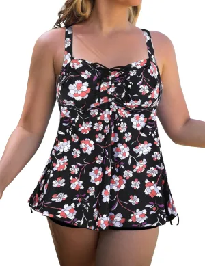 Septangle Women Plus Size Bathing Suits Paisley Print Two Piece Swimsuit Tankini Swimwear