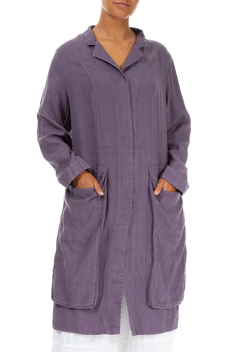 Side Pockets Amethyst Linen Jacket