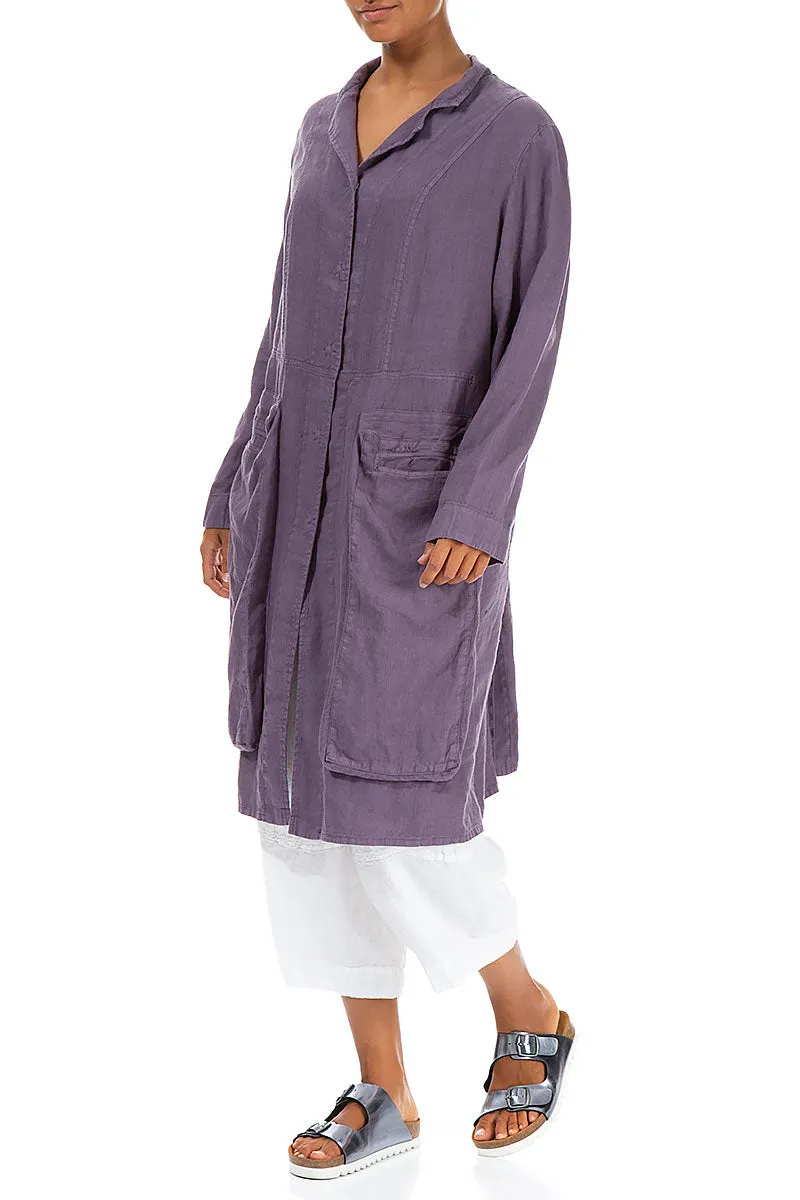 Side Pockets Amethyst Linen Jacket