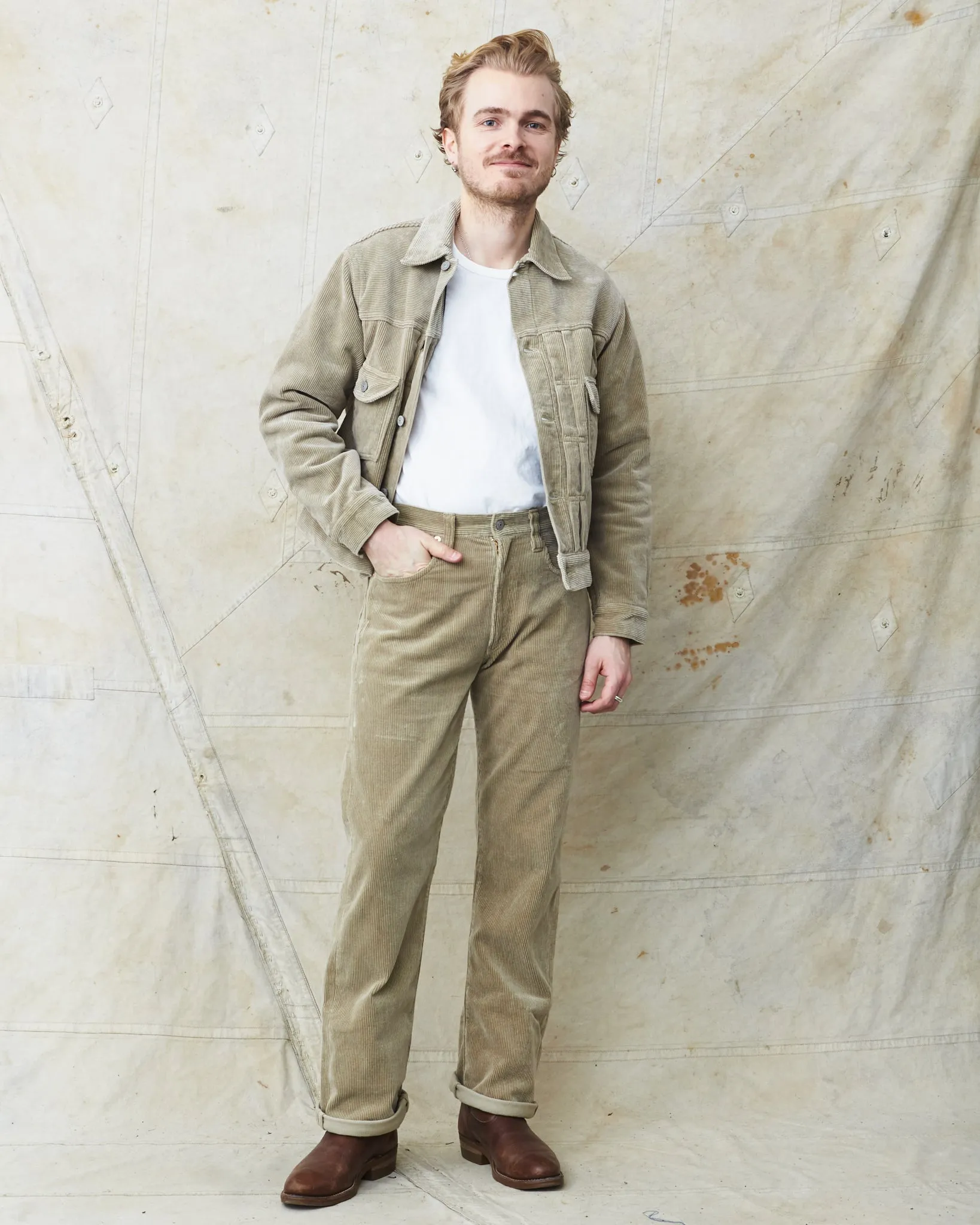 Sugar Cane & Co 9W Corduroy Heavy Flannel Lined Jacket Beige