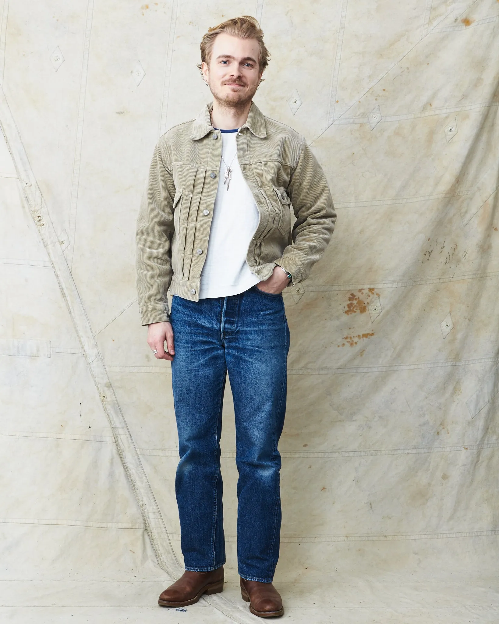 Sugar Cane & Co 9W Corduroy Heavy Flannel Lined Jacket Beige