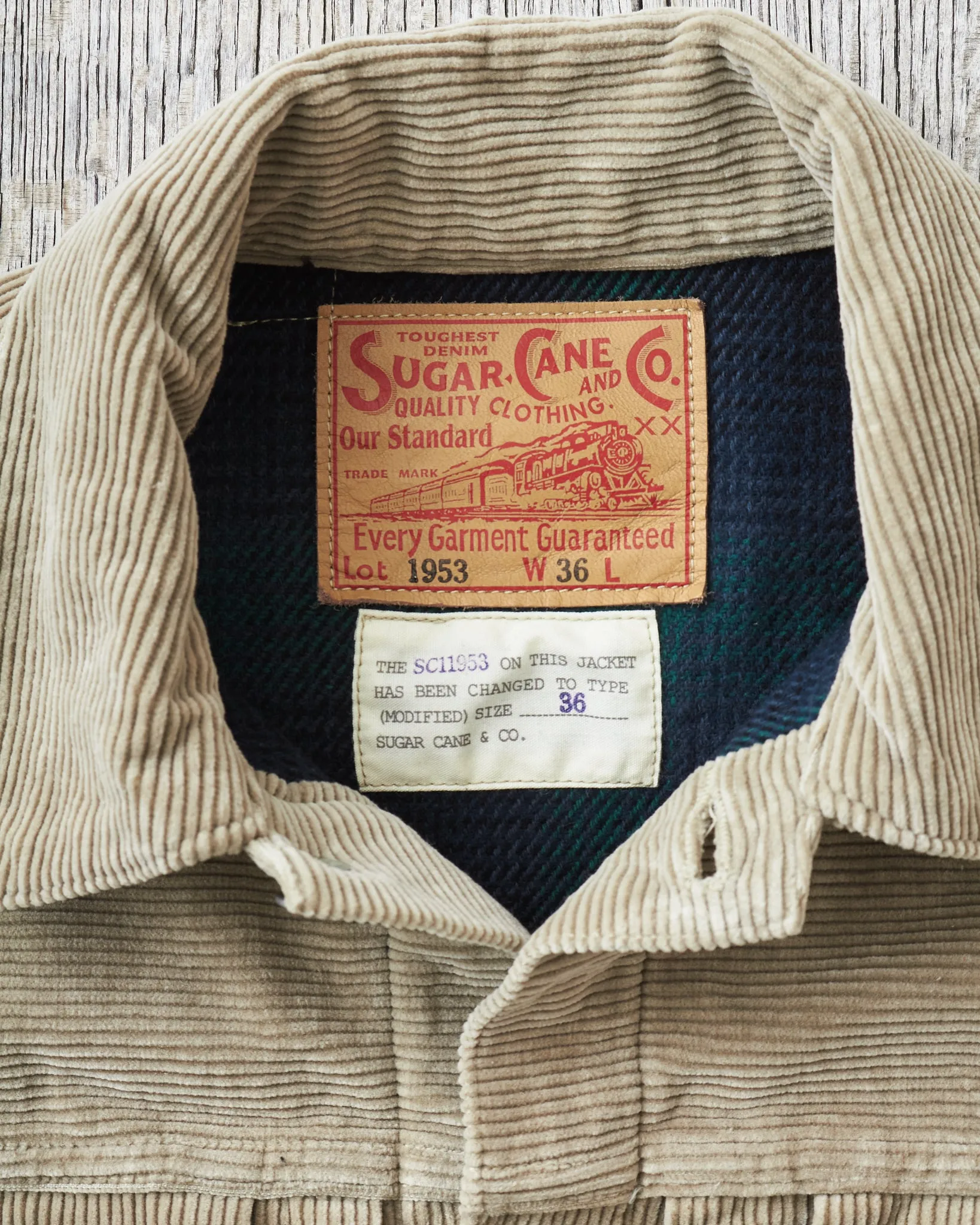 Sugar Cane & Co 9W Corduroy Heavy Flannel Lined Jacket Beige