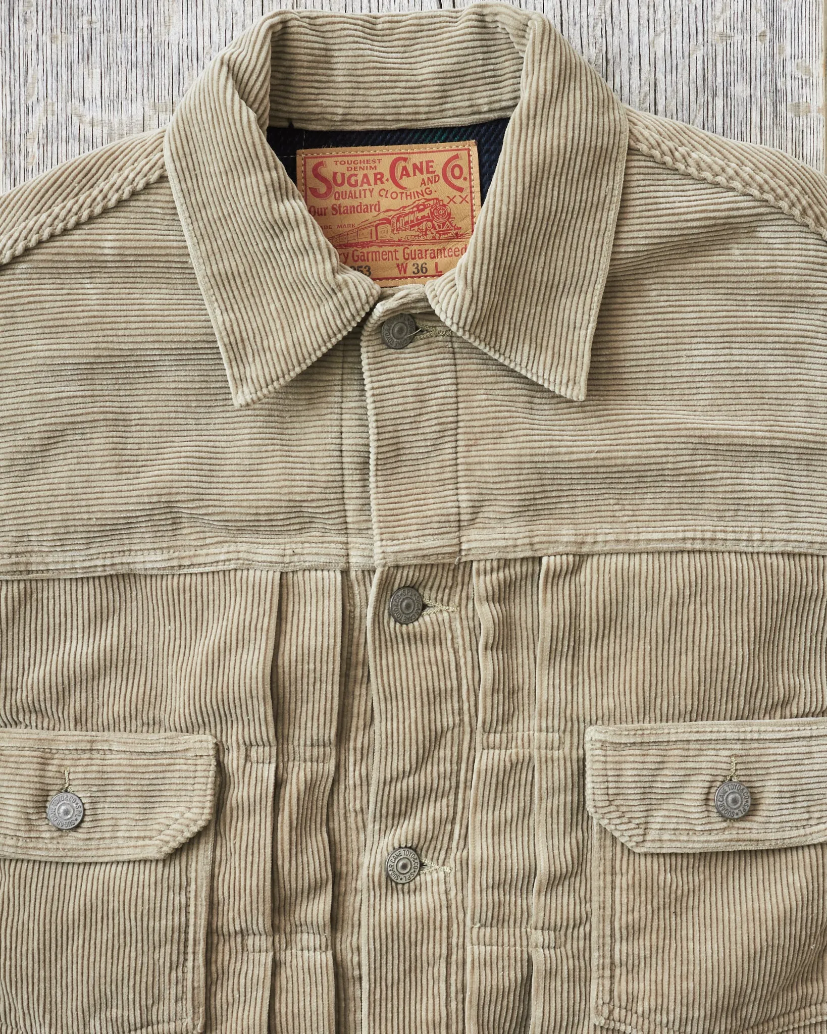 Sugar Cane & Co 9W Corduroy Heavy Flannel Lined Jacket Beige