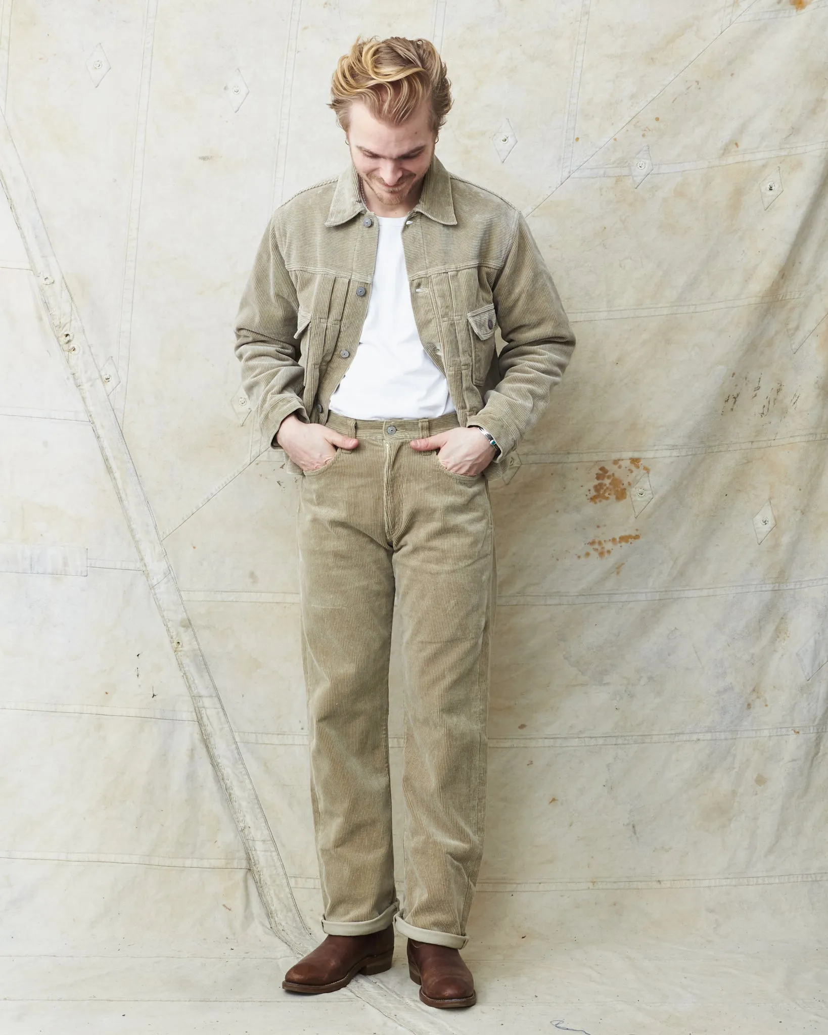 Sugar Cane & Co 9W Corduroy Heavy Flannel Lined Jacket Beige