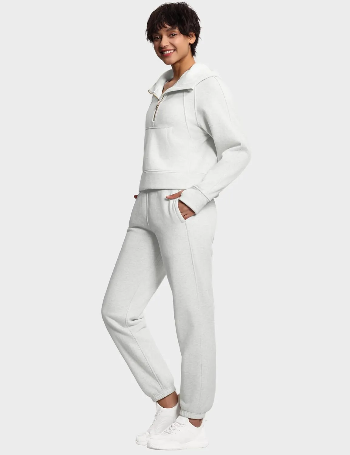 THE GYM PEOPLE Women's Fleece Sweatpants Warm Workout Joggers Pants with Pockets