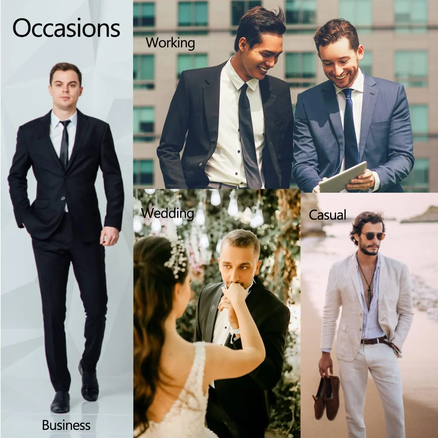 UNINUKOO Men Suits Slim Fit 3 Piece 1 Button Wedding Formal Business Tuxedo Suit Jacket Pants Vest Set
