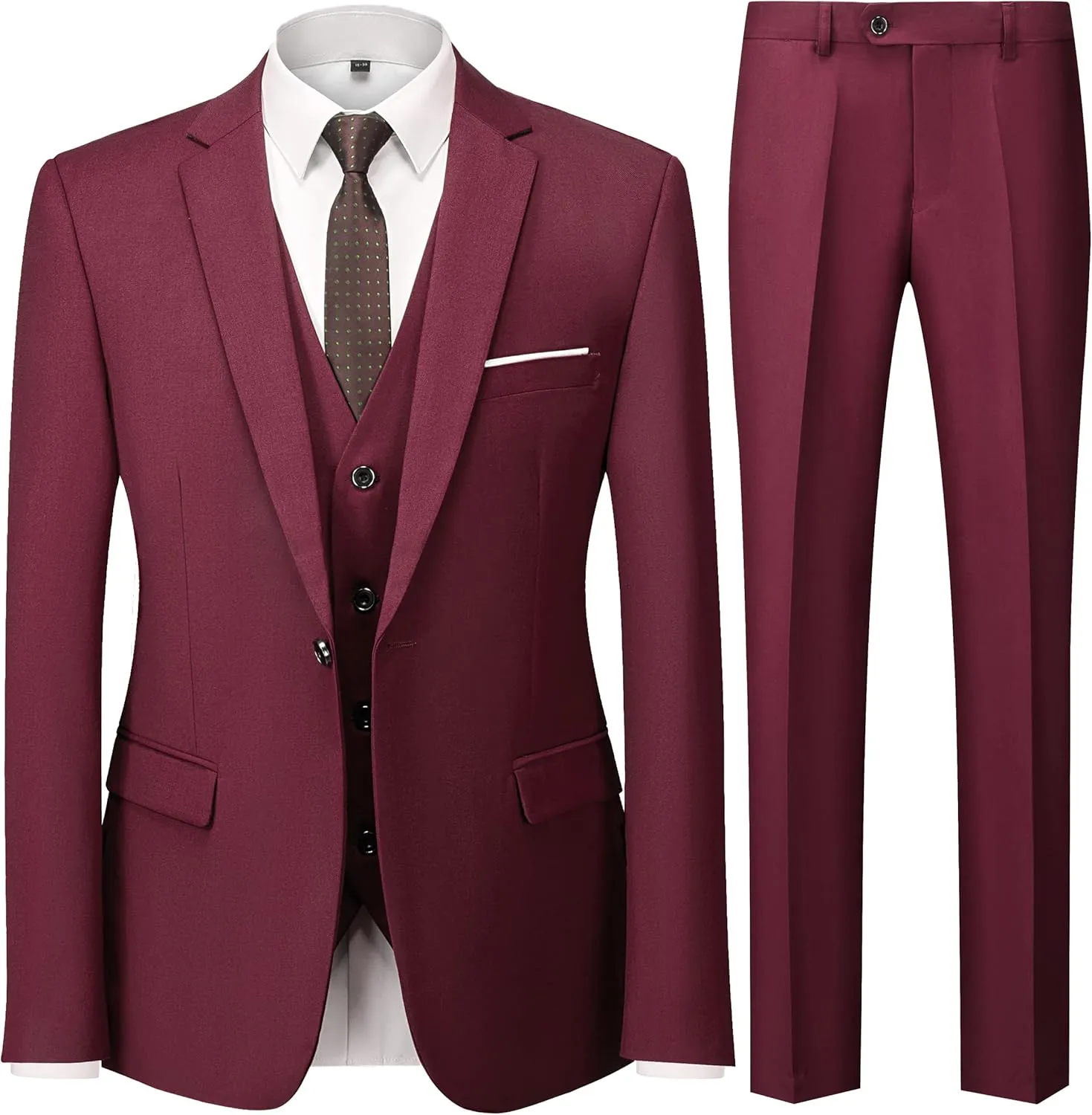 UNINUKOO Men Suits Slim Fit 3 Piece 1 Button Wedding Formal Business Tuxedo Suit Jacket Pants Vest Set